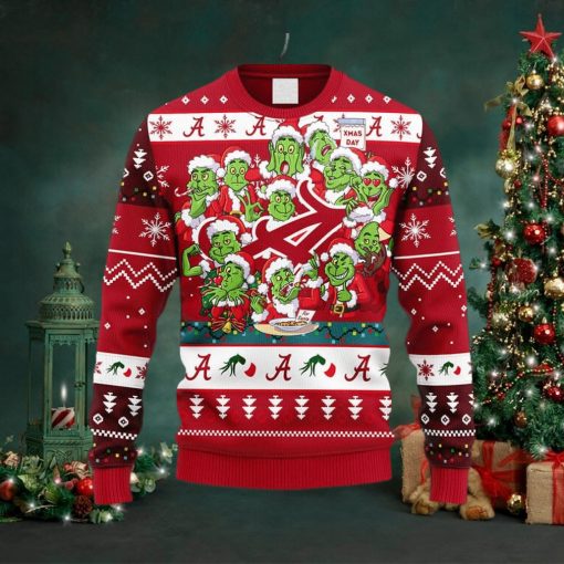 NCAA Christmas Alabama Crimson Tide 12 Grinch Xmas Day Christmas Ugly Sweater For Men Women