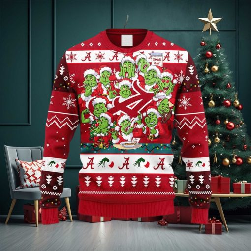 NCAA Christmas Alabama Crimson Tide 12 Grinch Xmas Day Christmas Ugly Sweater For Men Women