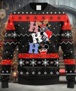 NCAA Christmas Georgia Bulldogs HoHoHo Mickey Christmas Ugly Sweater For Men Women