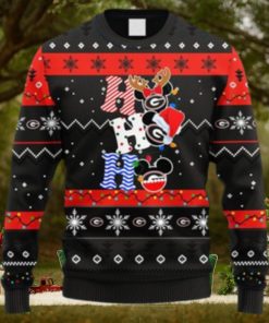 NCAA Christmas Georgia Bulldogs HoHoHo Mickey Christmas Ugly Sweater For Men Women