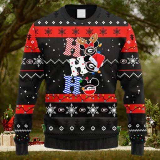 NCAA Christmas Georgia Bulldogs HoHoHo Mickey Christmas Ugly Sweater For Men Women