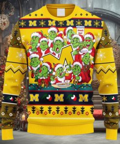 NCAA Christmas Michigan Wolverines 12 Grinch Xmas Day Christmas Ugly Sweater For Men Women