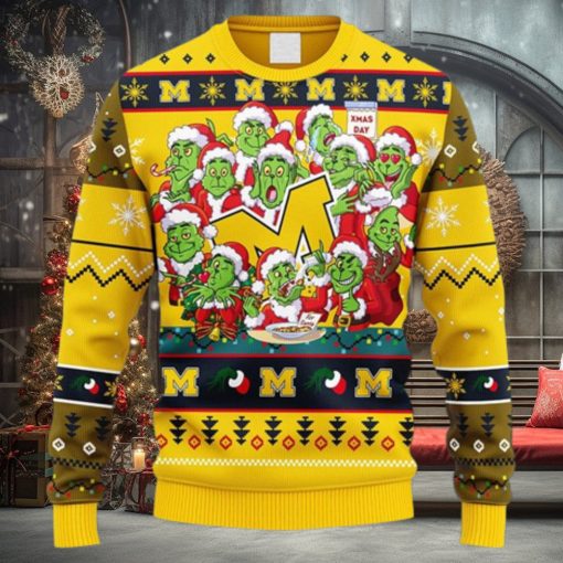 NCAA Christmas Michigan Wolverines 12 Grinch Xmas Day Christmas Ugly Sweater For Men Women
