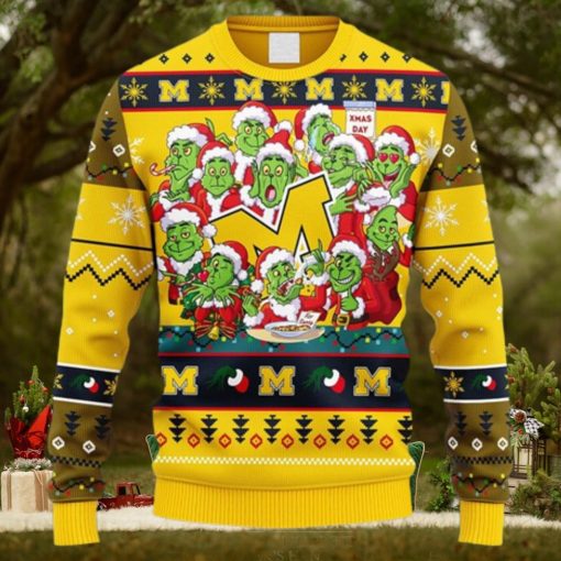NCAA Christmas Michigan Wolverines 12 Grinch Xmas Day Christmas Ugly Sweater For Men Women