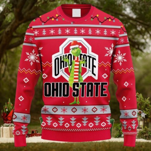 NCAA Christmas Ohio State Buckeyes Funny Grinch Christmas Ugly Sweater For Men Women
