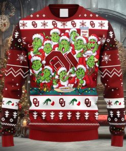 NCAA Christmas Oklahoma Sooners 12 Grinch Xmas Day Christmas Ugly Sweater For Men Women