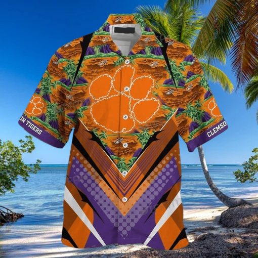 NCAA Clemson Tigers Hawaiian Shirt Summer Aloha Palm Mountain Gift For Beach Trip