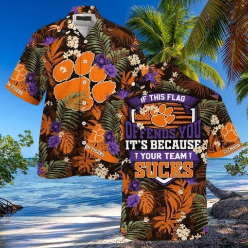 NCAA Clemson Tigers Hawaiian Shirt Tropical Aloha If This Flag Offends You