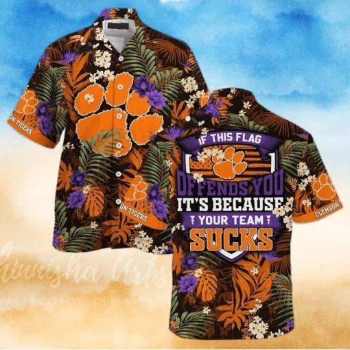 NCAA Clemson Tigers Hawaiian Shirt Tropical Aloha If This Flag Offends You