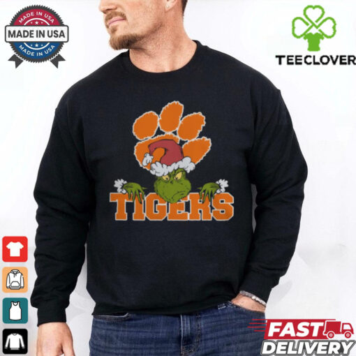 NCAA Clemson Tigers Logo Football Grinch Christmas T Shirt