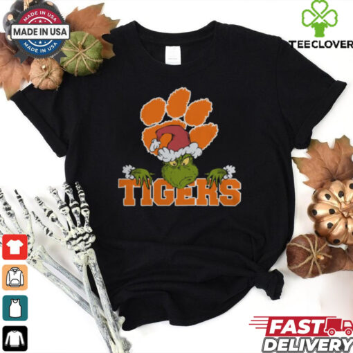 NCAA Clemson Tigers Logo Football Grinch Christmas T Shirt