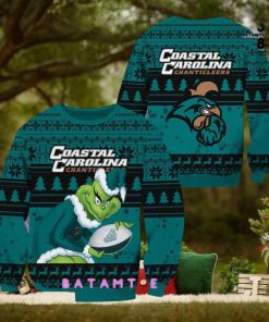 NCAA Coastal Carolina Chanticleers Grinch Myrtle Beach Invitational Ugly Christmas Sweater