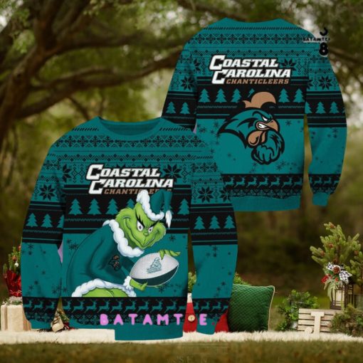 NCAA Coastal Carolina Chanticleers Grinch Myrtle Beach Invitational Ugly Christmas Sweater