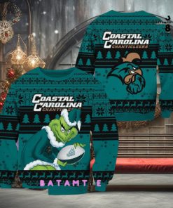 NCAA Coastal Carolina Chanticleers Grinch Myrtle Beach Invitational Ugly Christmas Sweater