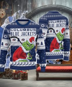 NCAA Columbus Blue Jackets Football Fans Sweater Grinch Ugly Sweater Christmas Xmas Gift