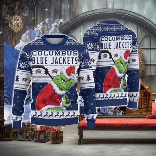 NCAA Columbus Blue Jackets Football Fans Sweater Grinch Ugly Sweater Christmas Xmas Gift