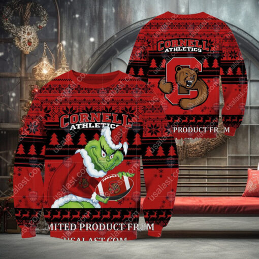 NCAA Cornell Big Red Sneaky Grinch Christmas 2024 Ugly Sweaters