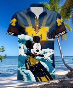 NCAA Disney Mickey Mouse Michigan Wolverines Hawaiian Shirt Beach Gift For Friend