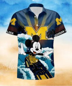 NCAA Disney Mickey Mouse Michigan Wolverines Hawaiian Shirt Beach Gift For Friend
