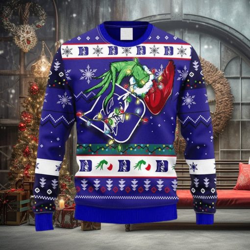 NCAA Duke Blue Devils Grinch Christmas Ugly 3D Sweater For Men And Women Gift Ugly Christmas