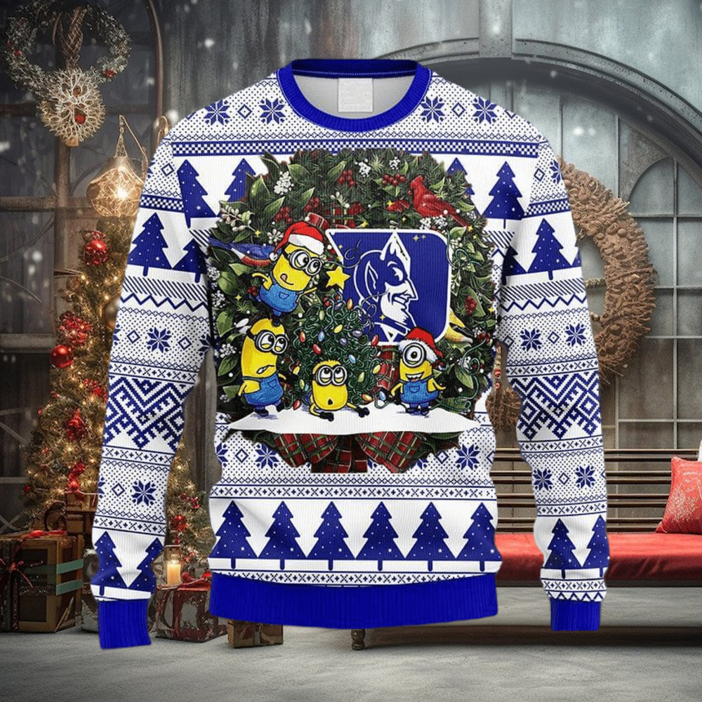 NCAA Duke Blue Devils Minion Christmas Ugly 3D Sweater For Men And Women Gift Ugly Christmas NCAA Duke Blue Devils Minion Christmas Ugly 3D Sweater For Men And Women Gift Ugly Christmas