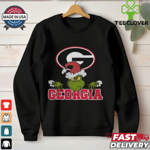 NCAA Georgia Bulldogs Logo Football Grinch Christmas T Shirt