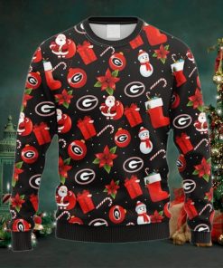 NCAA Georgia Bulldogs Santa Claus Snowman Christmas Ugly 3D Sweater For Men And Women Gift Ugly Christmas