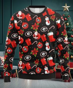 NCAA Georgia Bulldogs Santa Claus Snowman Christmas Ugly 3D Sweater For Men And Women Gift Ugly Christmas
