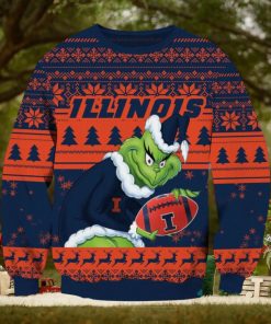 NCAA Illinois Fighting Illini Grinch AOP Ugly Christmas Sweater Christmas Gift For Men And Women