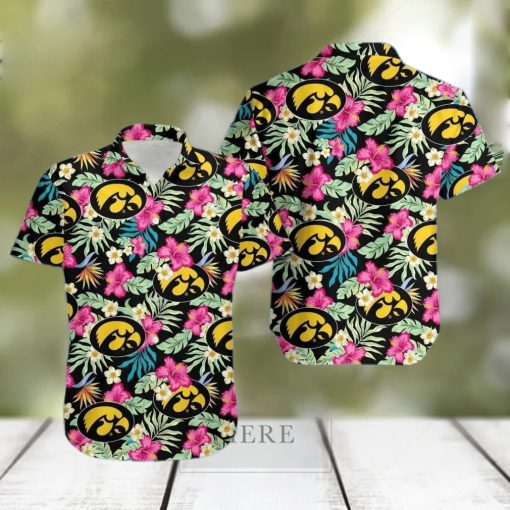 NCAA Iowa Hawkeyes Hawaiian Shirt Hibiscus Flowers Pattern Summer Aloha