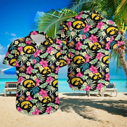 NCAA Iowa Hawkeyes Hawaiian Shirt Hibiscus Flowers Pattern Summer Aloha