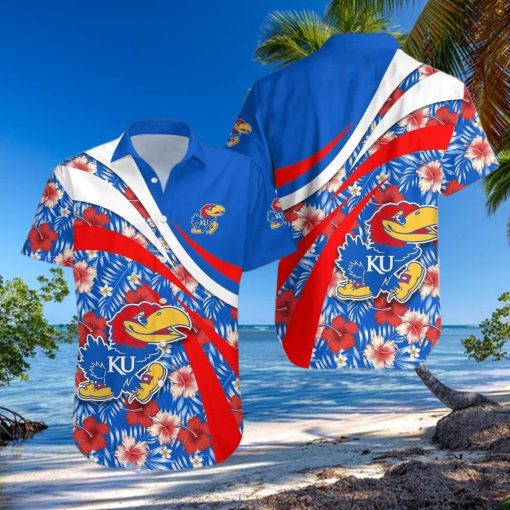 NCAA Kansas Jayhawks Hawaiian Shirt Hibiscus Flower Pattern Aloha