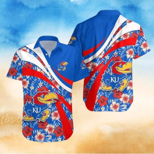 NCAA Kansas Jayhawks Hawaiian Shirt Hibiscus Flower Pattern Aloha