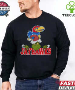 NCAA Kansas Jayhawks Logo Football Grinch Christmas T Shirt