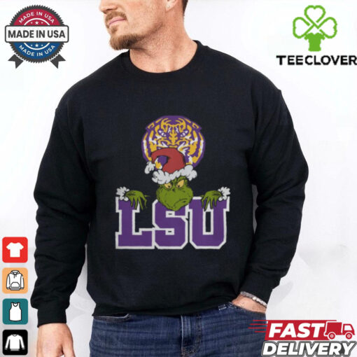 NCAA LSU Tigers Logo Football Grinch Christmas T Shirt