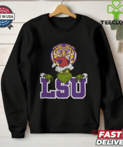 NCAA LSU Tigers Logo Football Grinch Christmas T Shirt