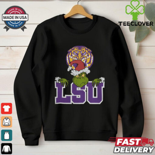 NCAA LSU Tigers Logo Football Grinch Christmas T Shirt