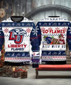 NCAA Liberty Flames Go Flames Rise With Us Ugly Christmas Sweater