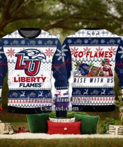 NCAA Liberty Flames Go Flames Rise With Us Ugly Christmas Sweater