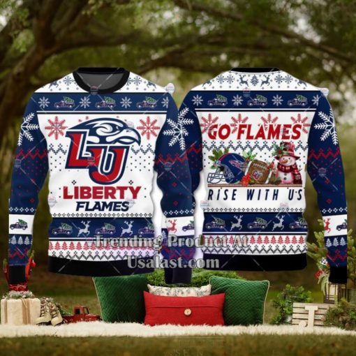 NCAA Liberty Flames Go Flames Rise With Us Ugly Christmas Sweater