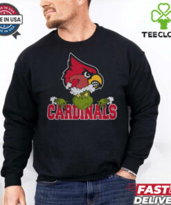 NCAA Louisville Cardinals Logo Football Grinch Christmas T Shirt