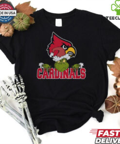 NCAA Louisville Cardinals Logo Football Grinch Christmas T Shirt