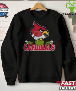 NCAA Louisville Cardinals Logo Football Grinch Christmas T Shirt