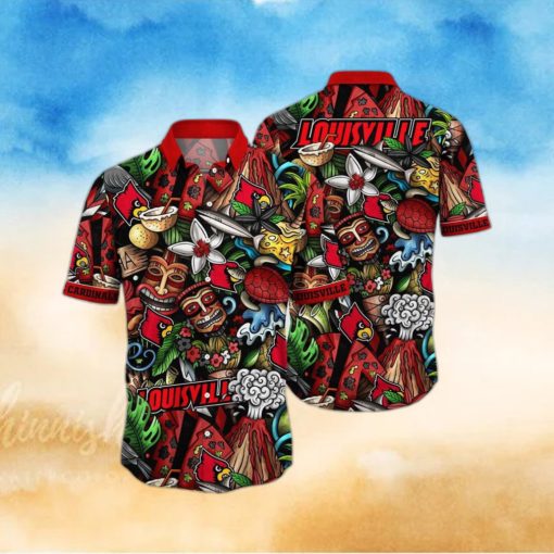 NCAA Louisville Cardinals Tiki Hippie Hawaiian Shirt The Perfect Summer Vibe For FootBall Fans