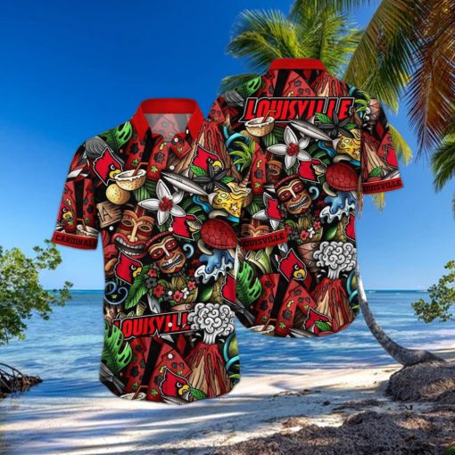 NCAA Louisville Cardinals Tiki Hippie Hawaiian Shirt The Perfect Summer Vibe For FootBall Fans
