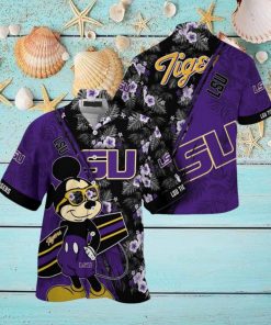 NCAA Lsu Tigers Hawaiian Shirt Mickey And Floral Pattern