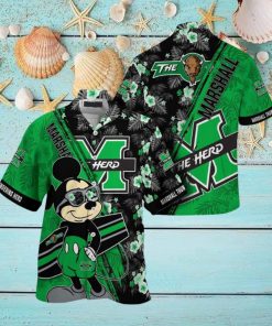 NCAA Marshall Thundering Herd Hawaiian Shirt Mickey And Floral Pattern