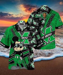 NCAA Marshall Thundering Herd Hawaiian Shirt Mickey And Floral Pattern