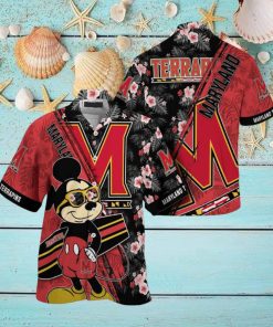 NCAA Maryland Terrapins Hawaiian Shirt Mickey And Floral Pattern