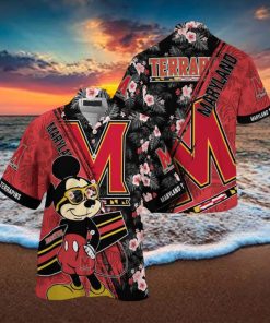 NCAA Maryland Terrapins Hawaiian Shirt Mickey And Floral Pattern